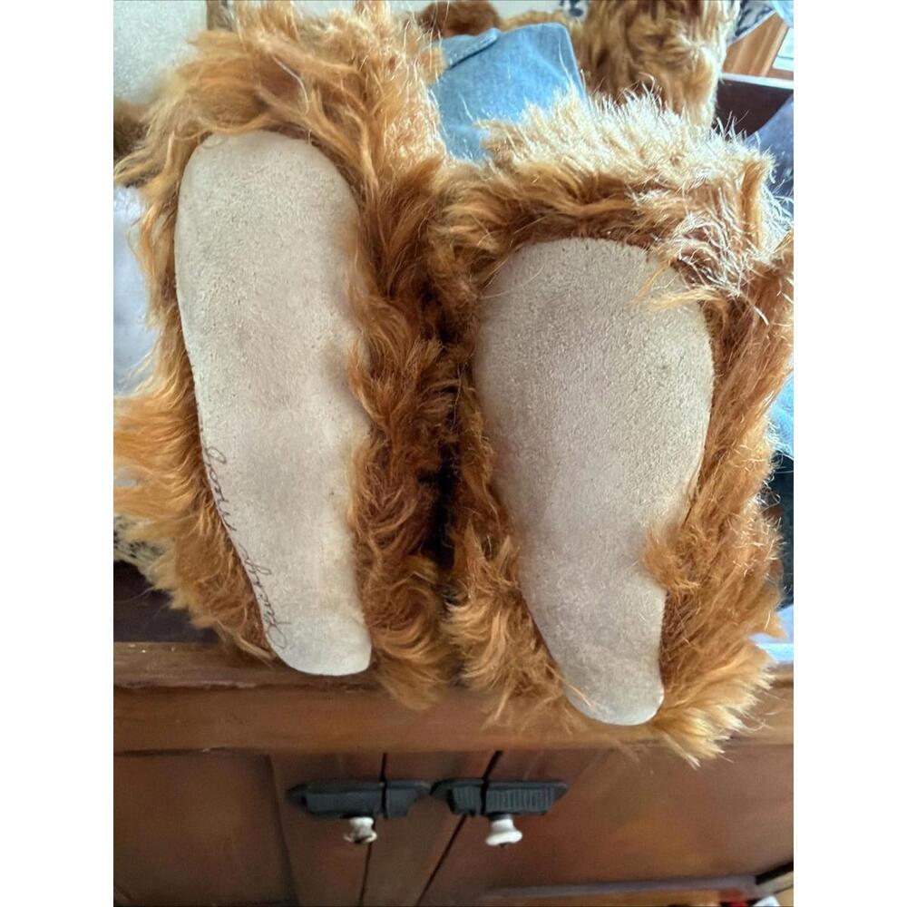 Large Mohair Teddy Bear 18” Farmer Overalls Egg Pail By Luckeye Medford Signed - Picture 13 of 14